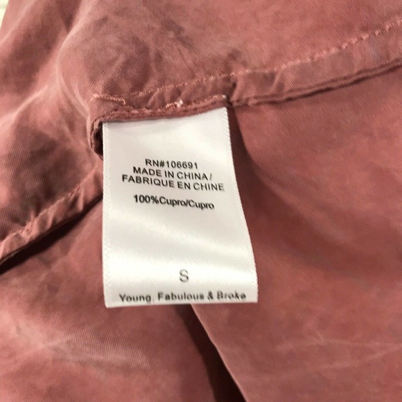 Young Fabulous & Broke Cupro Top Boho Peasant Babydoll Blouse Desert Rose Size S - Picture 8 of 9